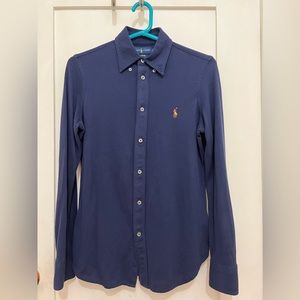 Long sleeve Ralph Lauren Knit Oxford in Blue